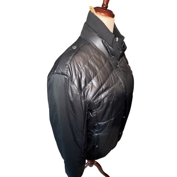 Guess Puffer Bomber Jacket | Black Quilted | Warm Casual Outerwear | Size XL - Picture 6 of 10